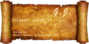 Glaser Jolán névjegykártya